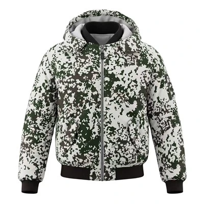 Camo Printed Puffy Bomber Jacket