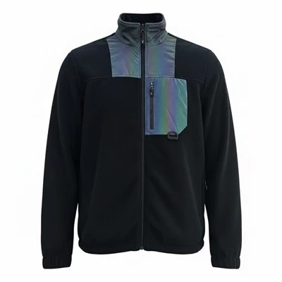 Crna reflektirajuća jakna od punog-zip flisa